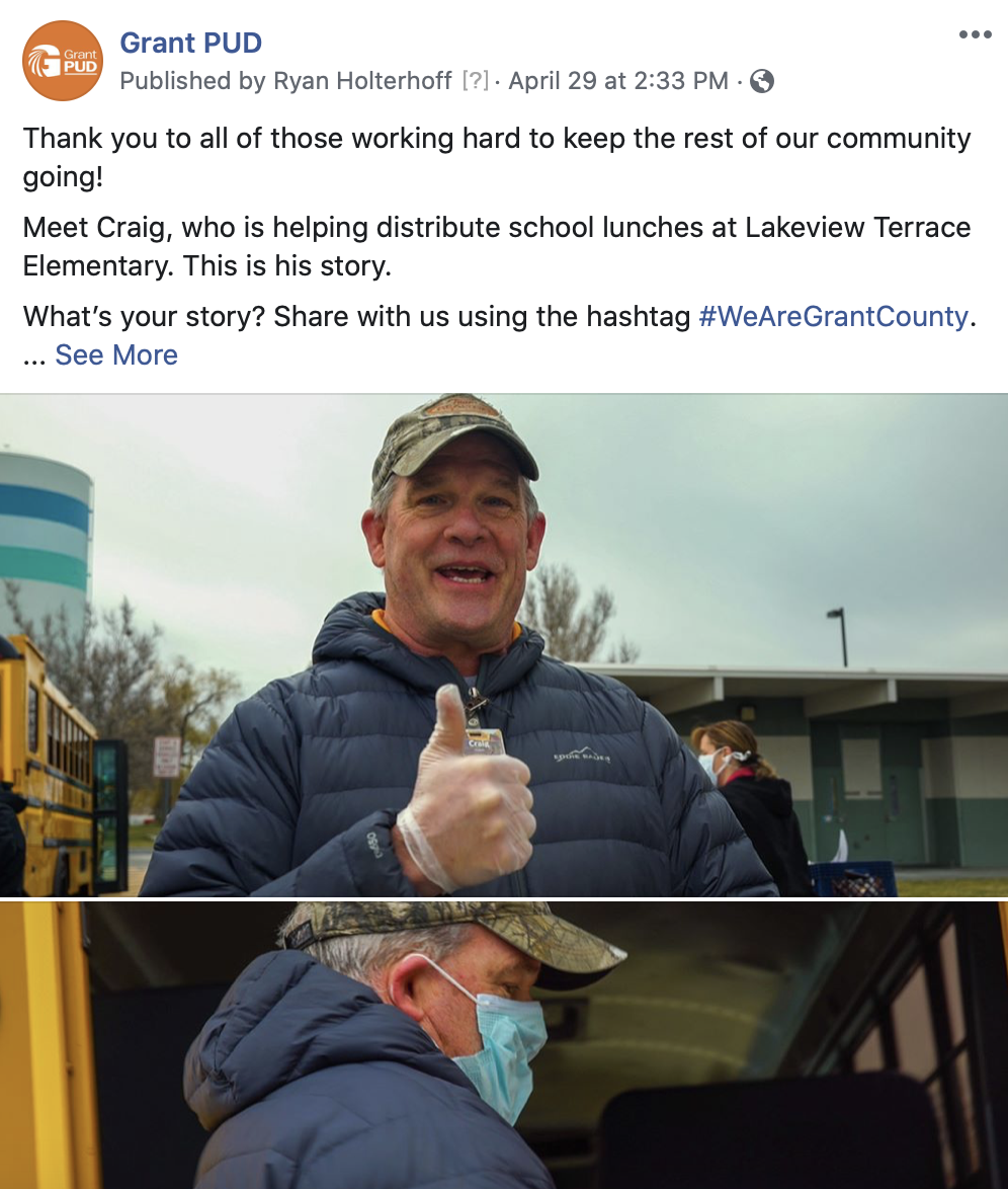 Click here to see our facebook post featuring Craig, who is helping distribute school lunches at Lakeview Terrace Elementary.