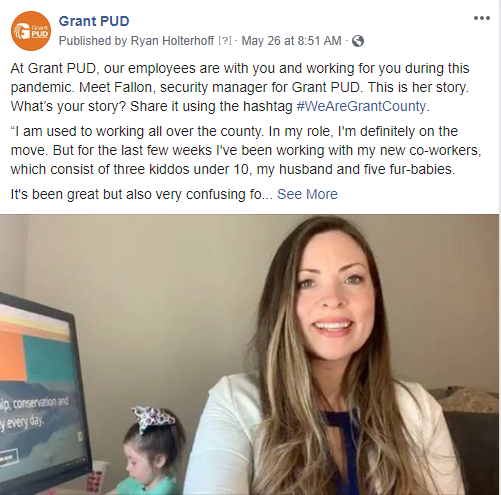 Click here to see our facebook post featuring Fallon, the security manager at Grant PUD.