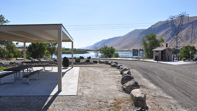 Covered picnic area and restrooms